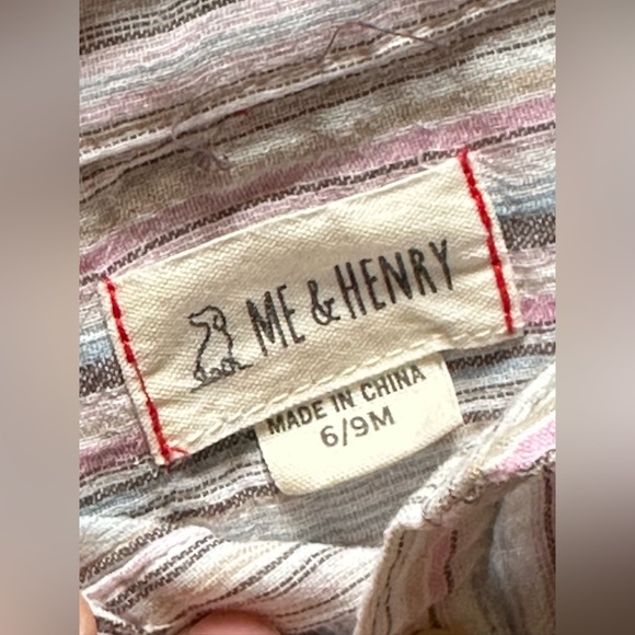 Me & Henry 6/9M Multicolored Pink Helford Onesie Half Button Beach Vacation - Picture 7 of 10